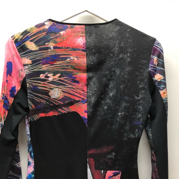 Clover Canyon Abstract Peacock Print Long Sleeve Mini Dress Size S - Picture 10 of 11